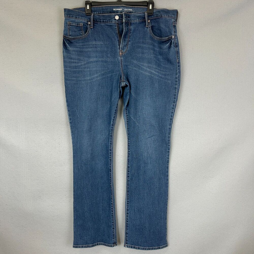 Old Navy Original Mid Rise Jeans Womens 16 Blue Stretch Straight Leg Denim
